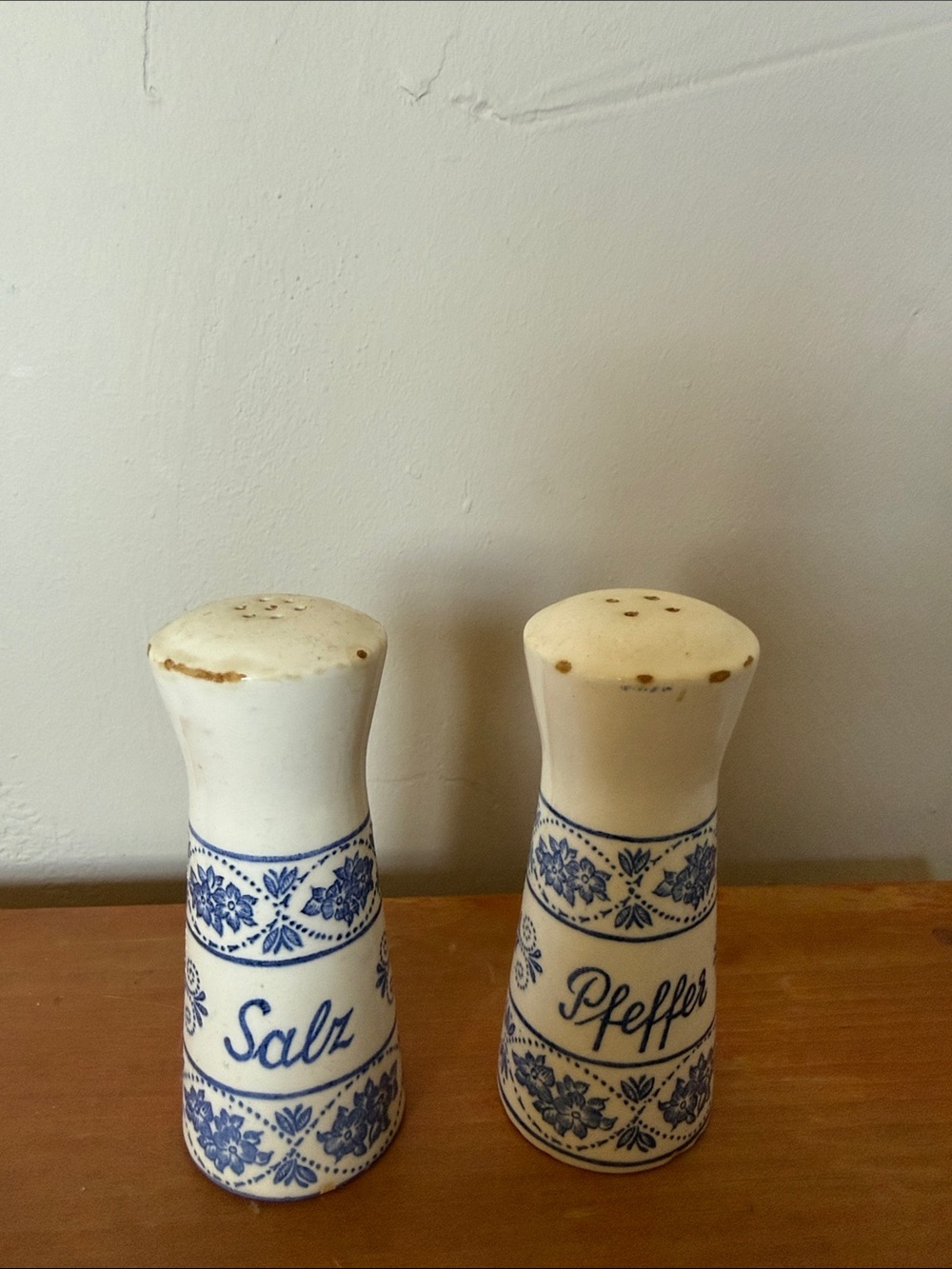 Blue Floral Ceramic Salz & Pfeffer Salt and Pepper Shakers